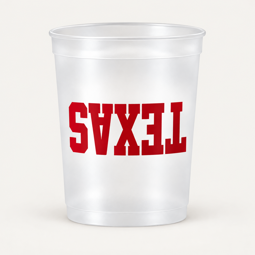 Beat Texas frosted cup
