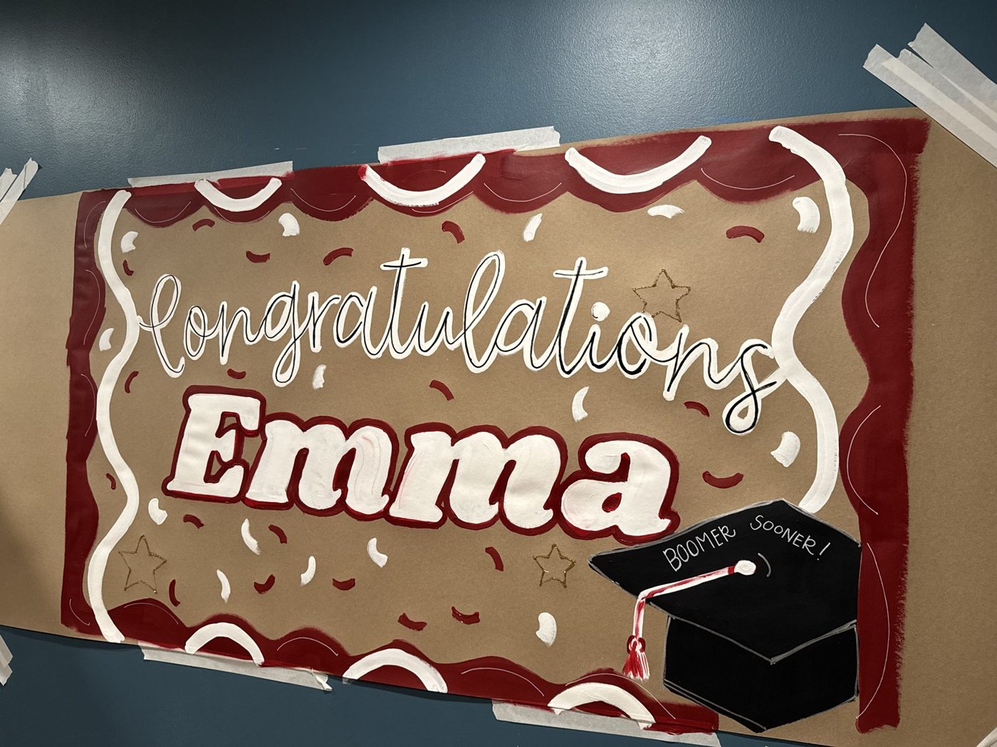 Hand painted congratulations banner by The Party Sets