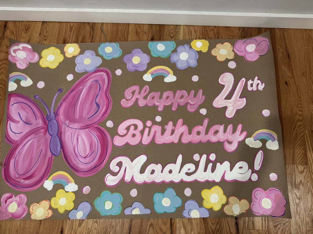 Hand painted butterfly birthday banner by The Party Sets