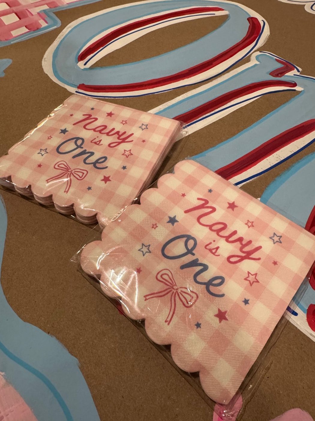 Custom printed cocktail and guest napkins by The Party Sets